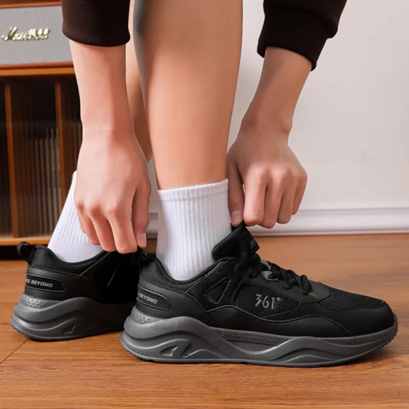 361° Lightweight Anti-Slip And Wear-Resistant Low-Top Casual Shoes Men's Black Gray-3