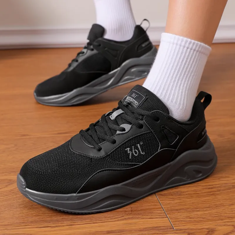 361° Lightweight Anti-Slip And Wear-Resistant Low-Top Casual Shoes Men's Black Gray-4
