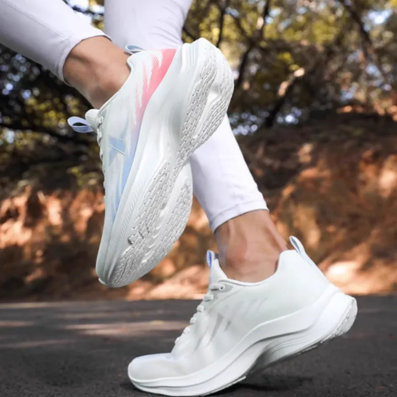 XTEP Cushioned Wear-Resistant Breathable Low-Top Sprint Running Shoes Men's White Blue-4