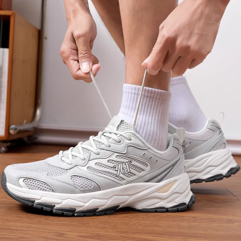 361° Cushioned Wear-Resistant Breathable Low-Top Chunky Sneakers Men's Gray-3