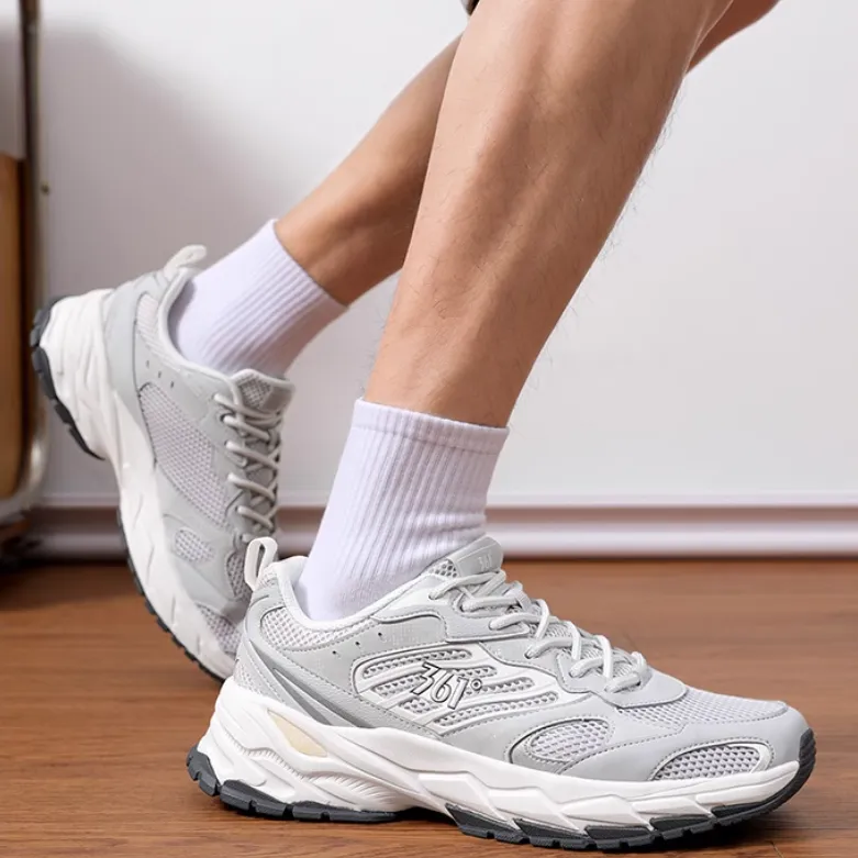 361° Cushioned Wear-Resistant Breathable Low-Top Chunky Sneakers Men's Gray-4
