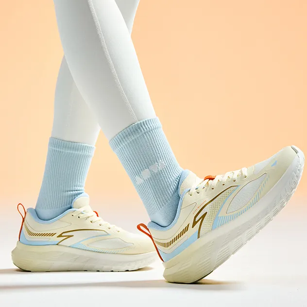 Anta Abrasion Resistant Low Top Running Shoes Women's White Blue-3