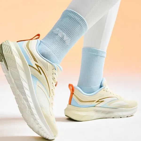 Anta Abrasion Resistant Low Top Running Shoes Women's White Blue-2