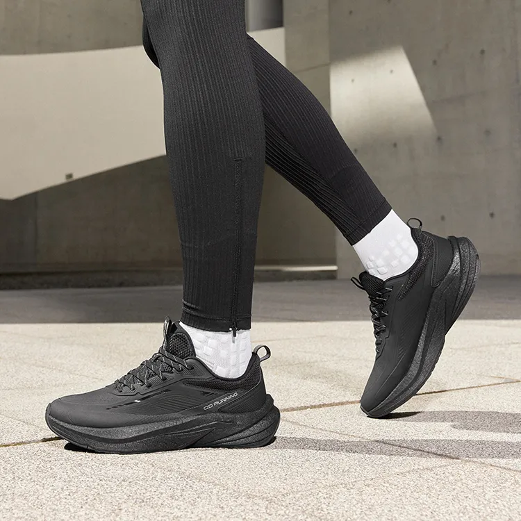 QIAODAN Anti Slip Wear Resistant Low Top Casual Running Shoes Men's Black-1