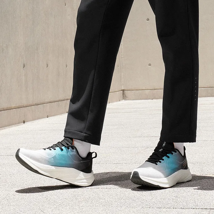 QIAODAN Wear-resistant Non-slip And Breathable Low-Top Casual Running Shoes Men's White Blue-4
