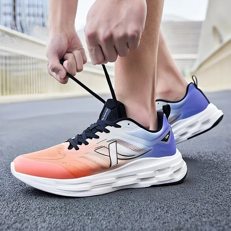 XTEP Breathable Lightweight Low-Top Training Running Shoes Men's Orange White Blue-2