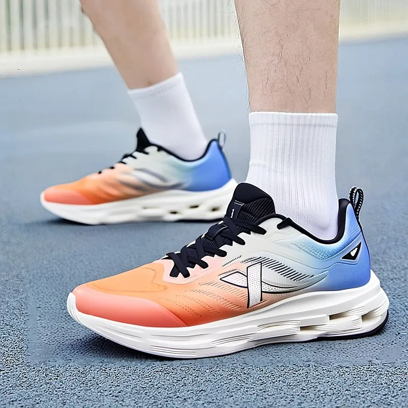 XTEP Breathable Lightweight Low-Top Training Running Shoes Men's Orange White Blue-1