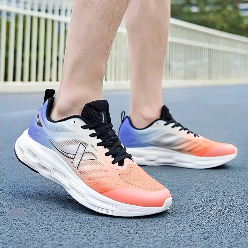 XTEP Breathable Lightweight Low-Top Training Running Shoes Men's Orange White Blue-3