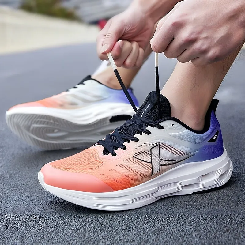 XTEP Breathable Lightweight Low-Top Training Running Shoes Men's Orange White Blue-4