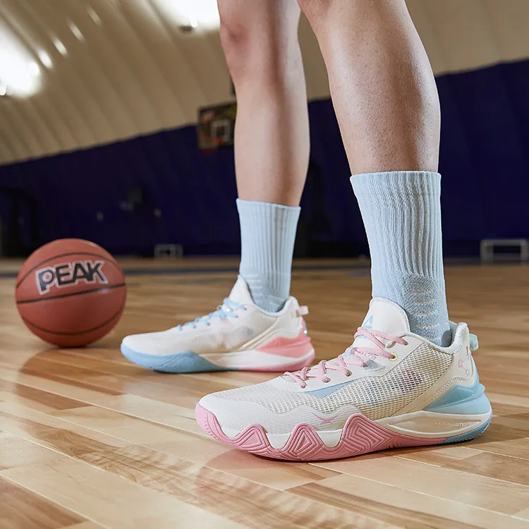 PEAK Taichi Origin 1.0 Slip Resistant And Abrasion Resistant Coverage Low Top Basketball Shoes Men's Blue Pink-4