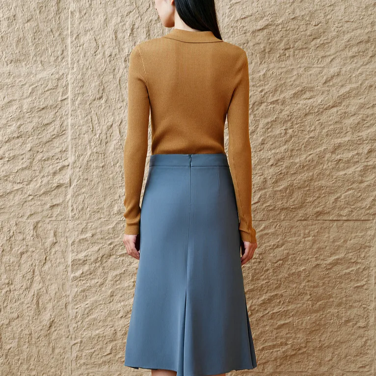 INSUN Casual Long Skirt Women's Ice Blue-1