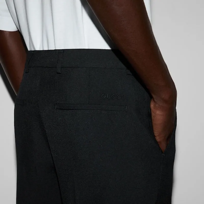 GUCCI Wool Blend Twill Trousers-3