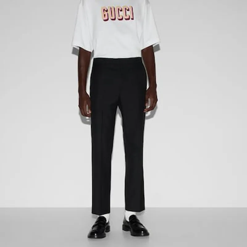 GUCCI Wool Blend Twill Trousers-1
