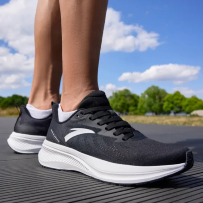 Anta Cushioning Breathable Low Top Running Shoes Men's Black-2