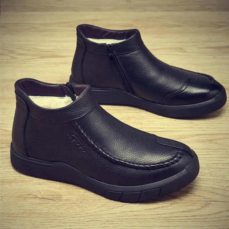 Van Can Be 8 ° Degrees Warm Slip Resistant Short Snow Boots Men's Black-2