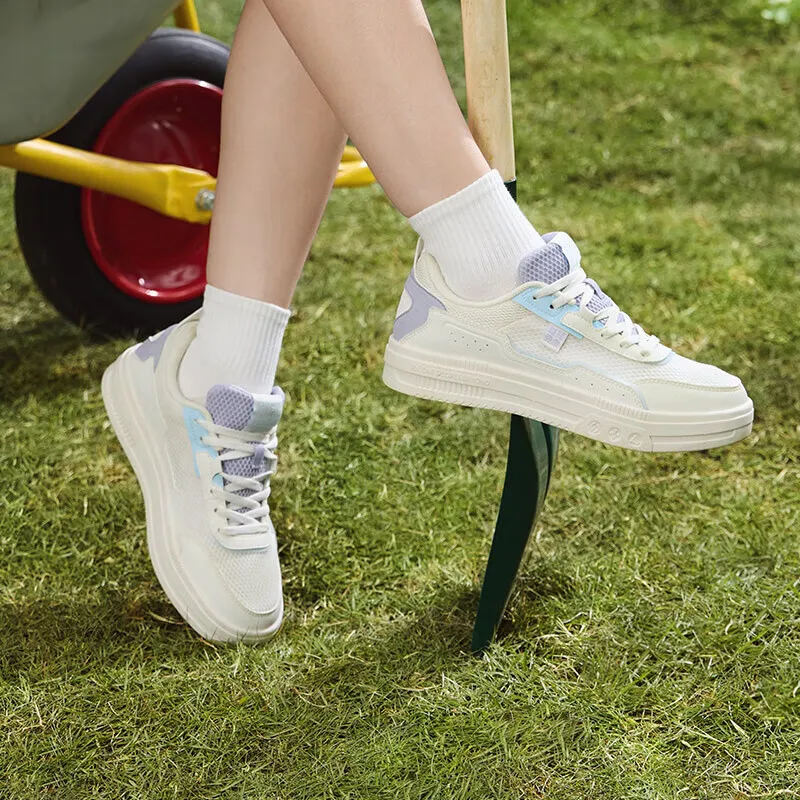 361° Cushioning Wear Resistant Low Top Skateboard Shoes Women's White Purple-7