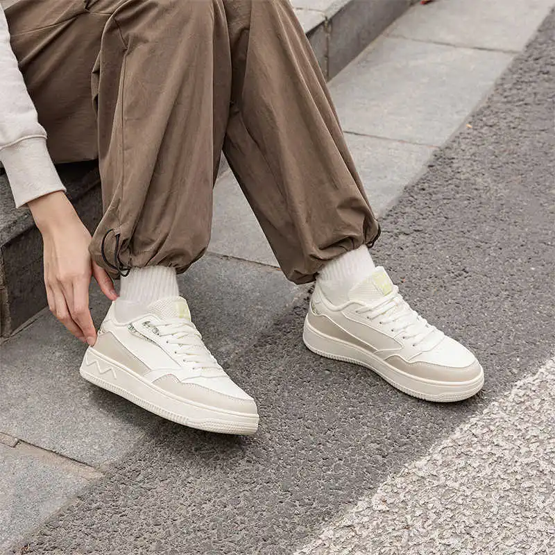 361° Anti Slip Wear Resistant Low Top Skateboard Shoes Women's Feather White Oat Milk-3