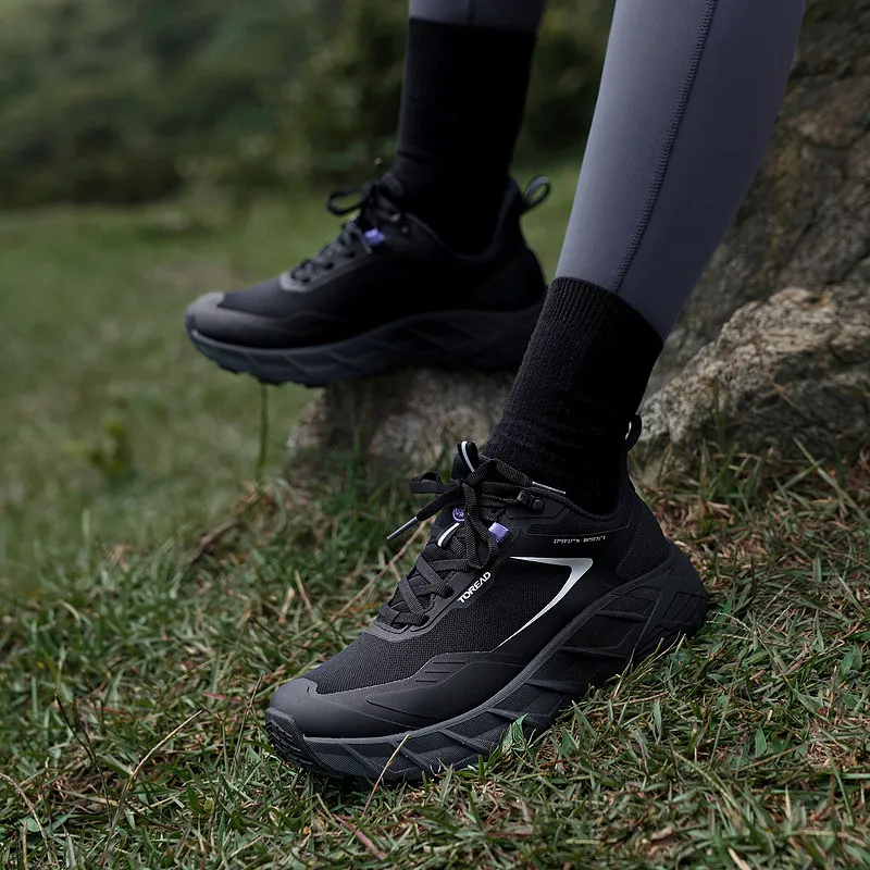 TOREAD Anti Slip Wear Resistant Low Top Trekking Shoes Women's Black Purple-2