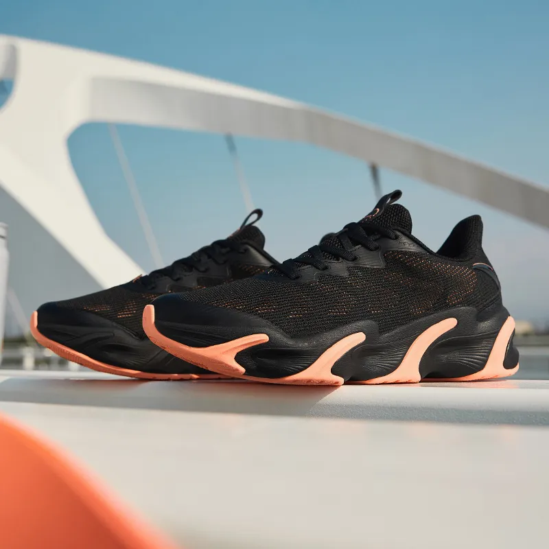 Anta Anti Slip Wear Resistant Low Top Running Shoes Men's Black Orange-2