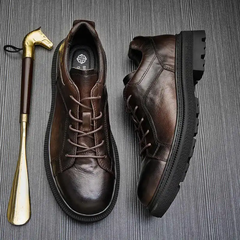 LEYGMENLG Casual Shoes Men's Coffee-4