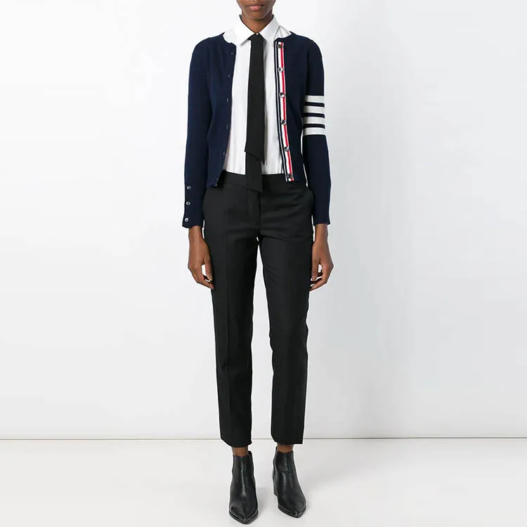 THOM BROWNE 4 Bar Striped Buttoned Cardigan-2