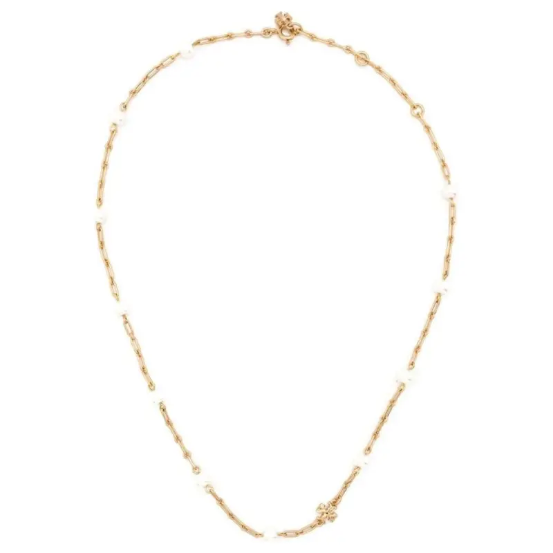 TORY BURCH Roxanne Pearl Detailed Chain Necklace-1