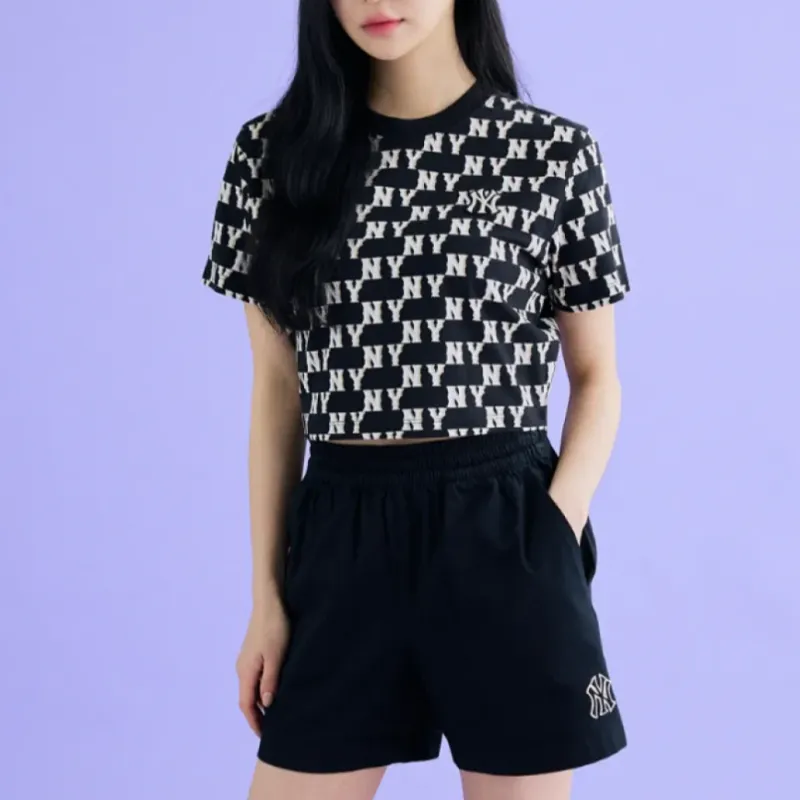 MLB Los Angeles Dodgers Crop Tops Women's Black-4