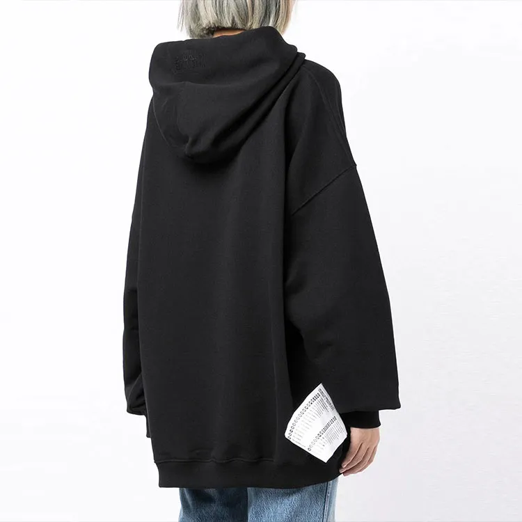 Vetements Logo Label Hoodie 'Black/Neon Yellow'-4