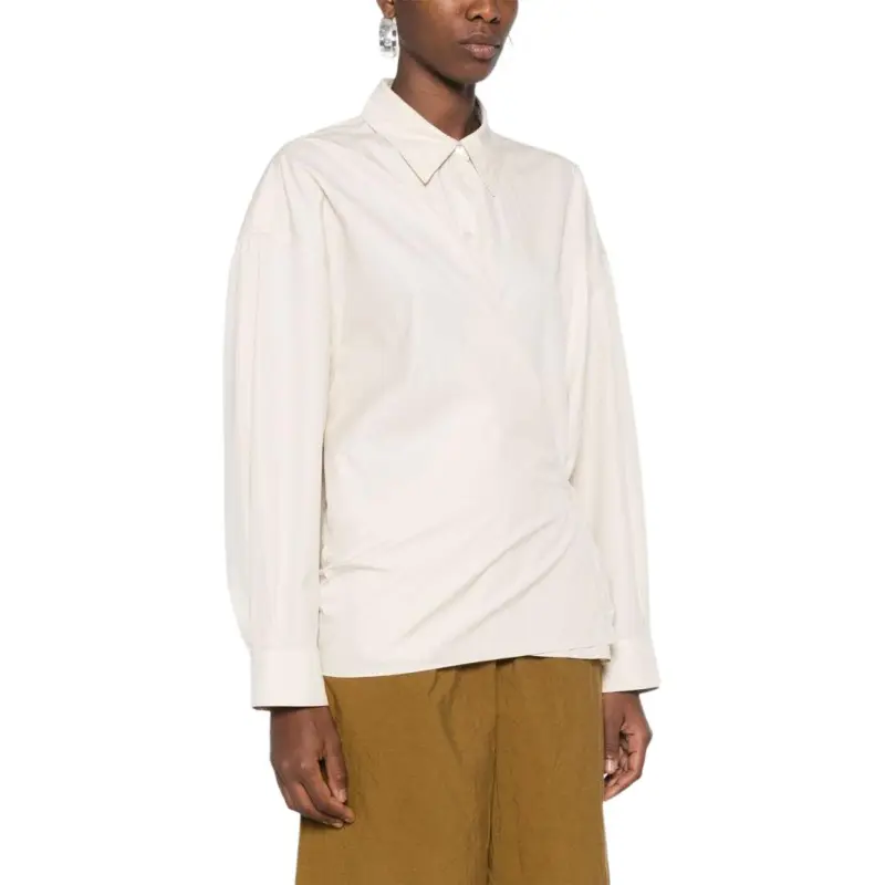 Lemaire Officer Collar Twisted Shirt 'Chalk'-3