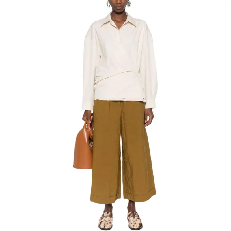 Lemaire Officer Collar Twisted Shirt 'Chalk'-2