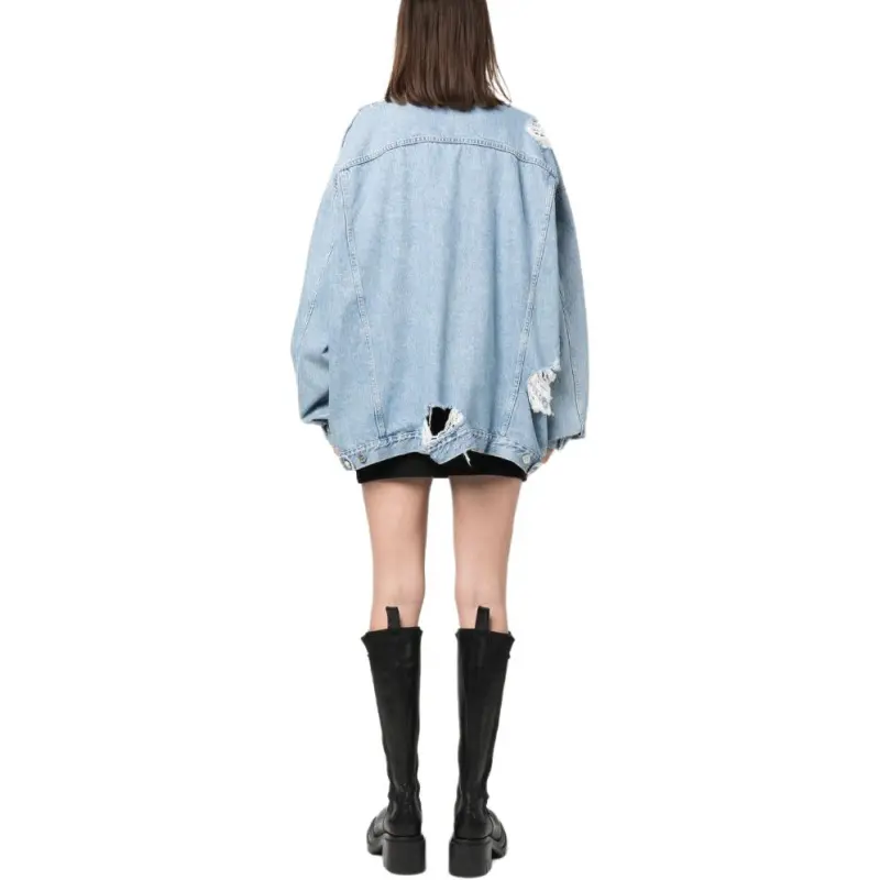 Vetements Ripped detail Oversized Denim Jacket-3