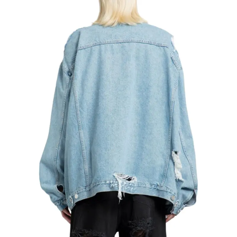 Vetements Ripped detail Oversized Denim Jacket-4