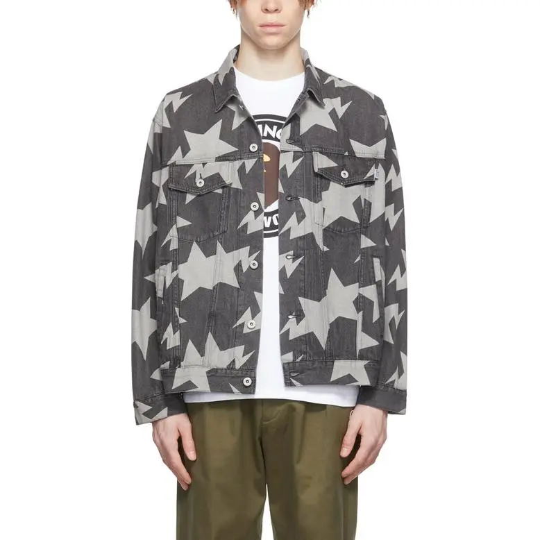 A BATHING APE Sta Pattern Loose Fit Denim Jacket-1