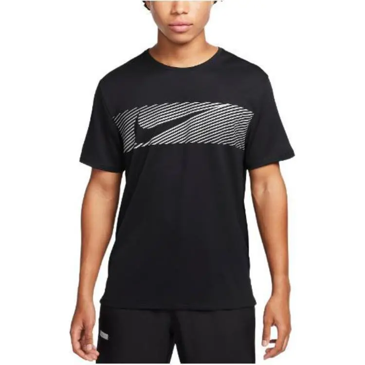Nike Dri FIT UV Short Sleeve Running Top T Shirt Men's Black-2
