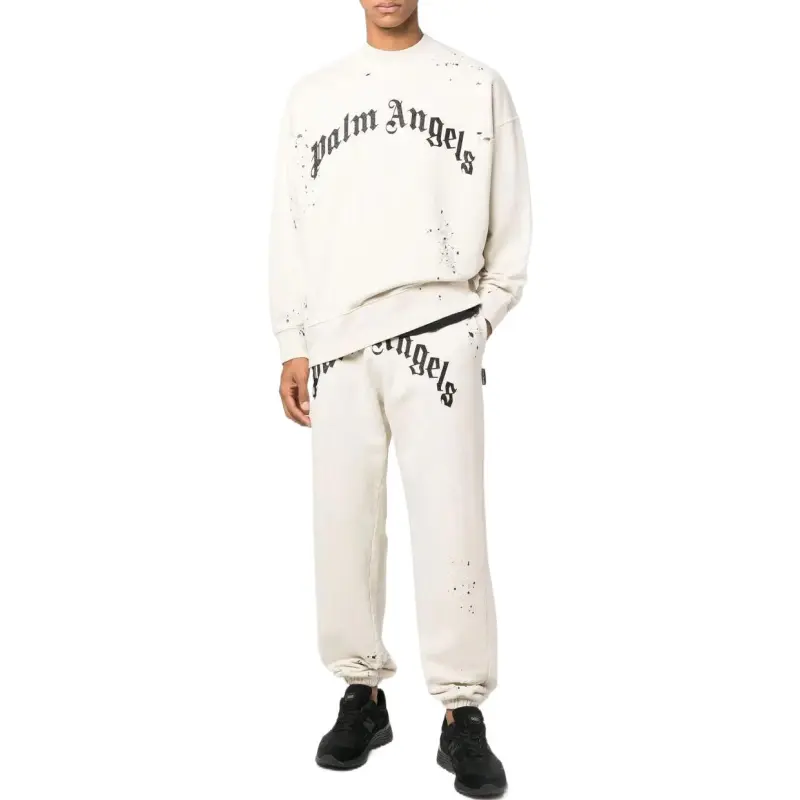 PALM ANGELS Gd Glittered Logo Sweatpants-1