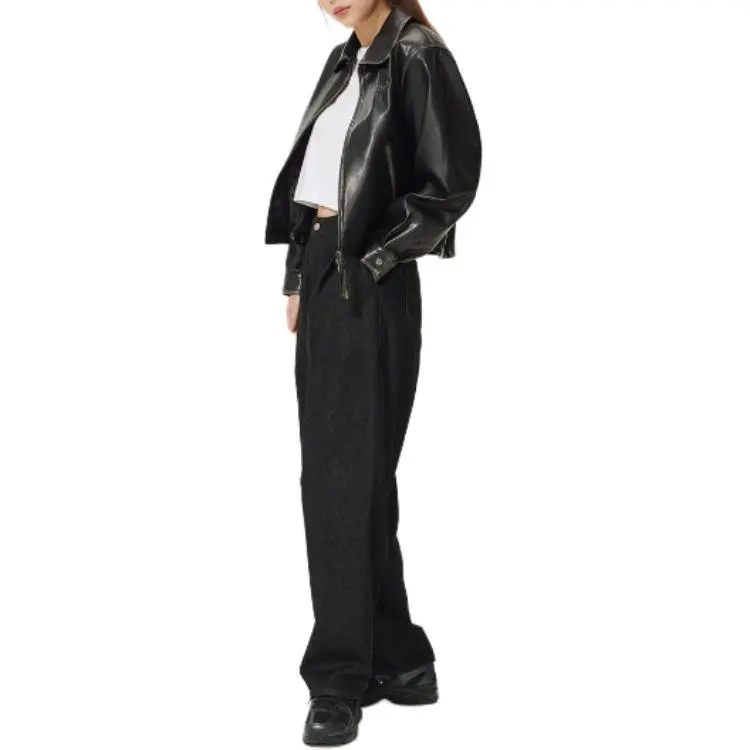 Lee Leather Jacket Women's Black-3