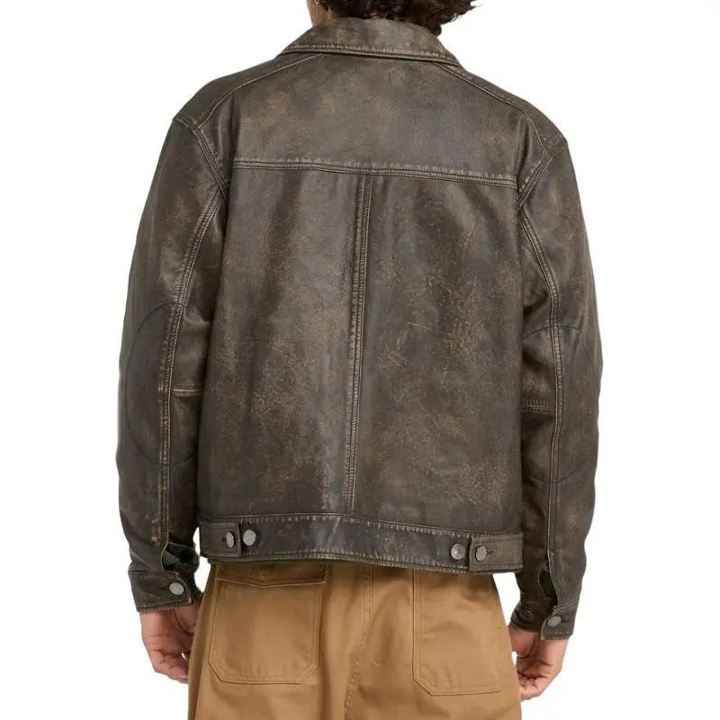 Timberland Leather Jacket Unisex Gray-4