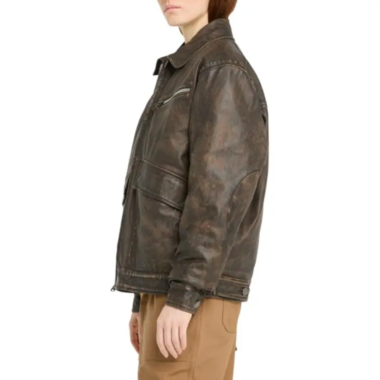Timberland Leather Jacket Unisex Gray-3