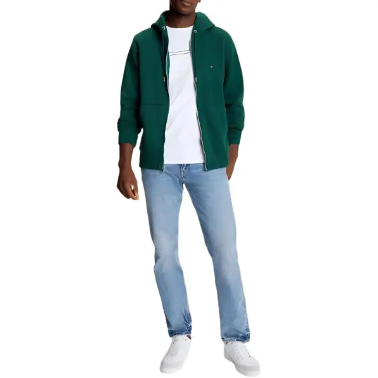 Tommy Hilfiger FW23 Flag Logo Zip Hoodie Hoodies Sweatshirt Men's Green-2