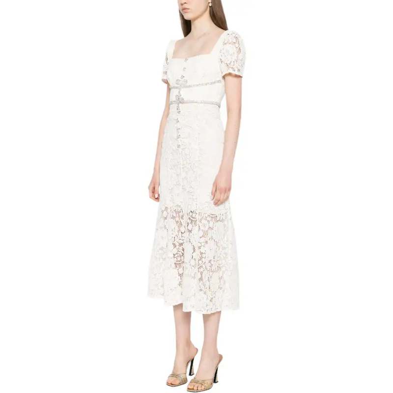 Self portrait Lace Diamante Bow Midi Dress-2