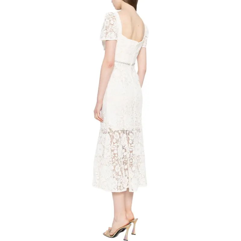 Self portrait Lace Diamante Bow Midi Dress-3