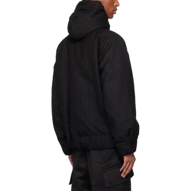 Sacai Hoodie Sacai Pinstriped Zip Up Hooded Jacket-4