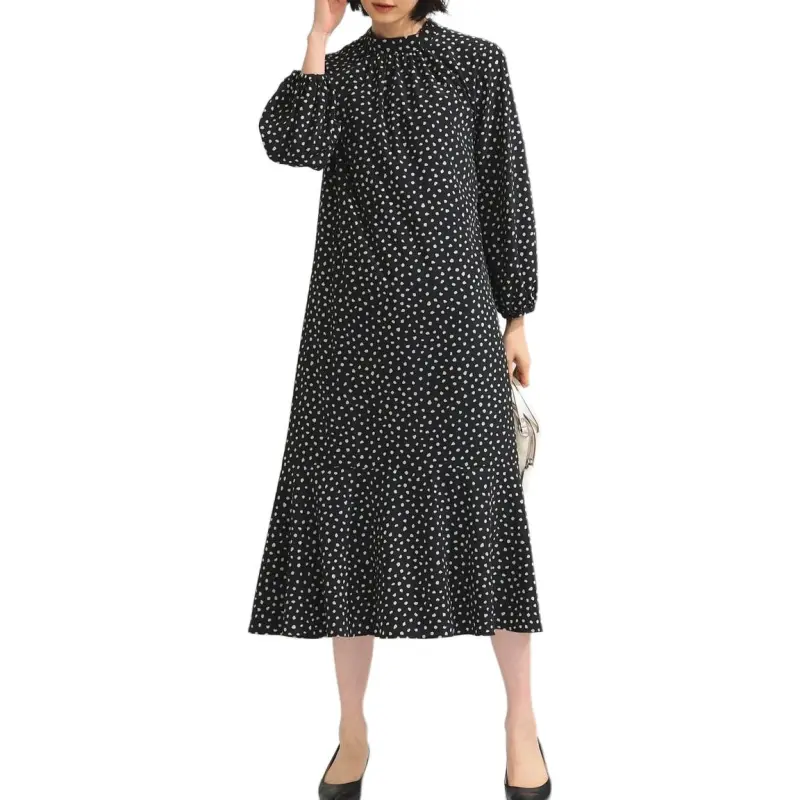 Beams Long Sleeved Dress Women's Black-1