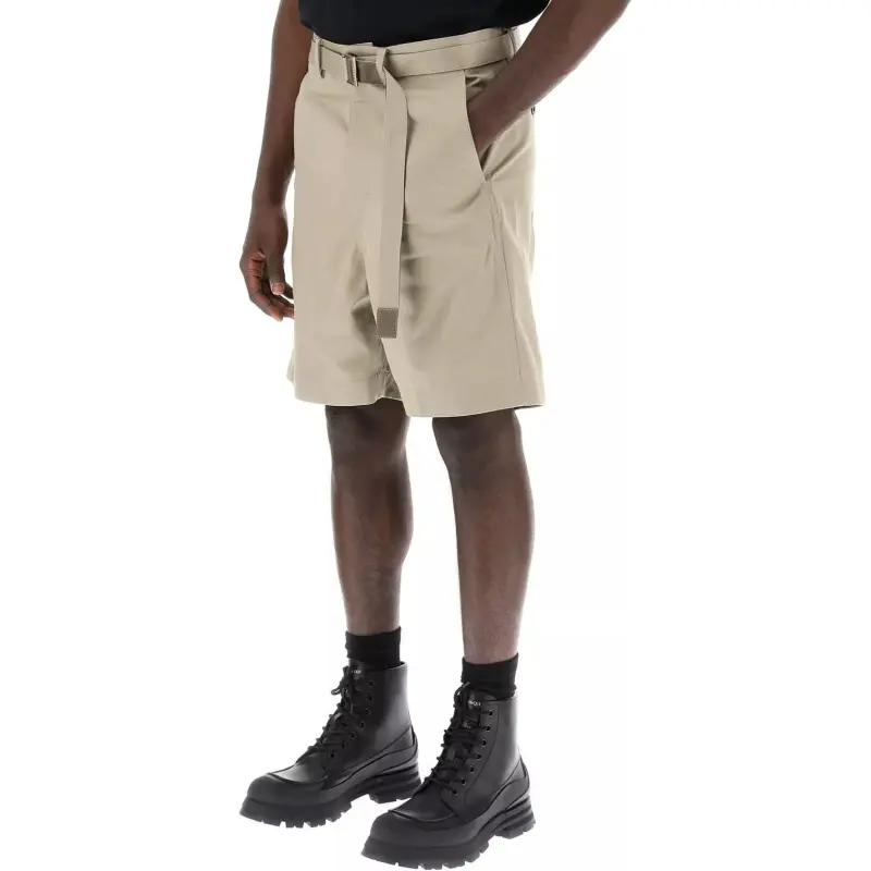 Sacai Belted Wide Leg Shorts-3