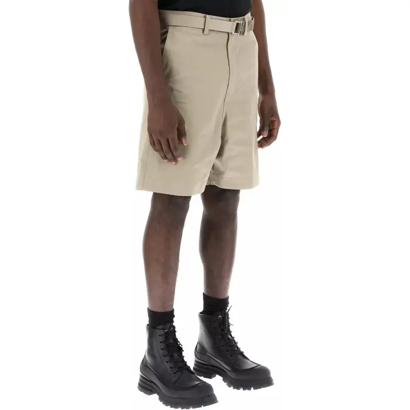 Sacai Belted Wide Leg Shorts-2