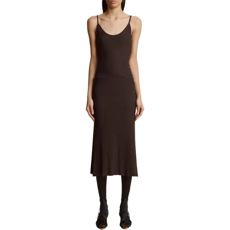 KHAITE Fine Ribbed Scoop Neck Tank Top-1