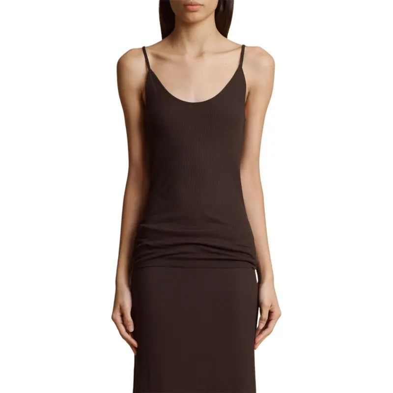 KHAITE Fine Ribbed Scoop Neck Tank Top-2