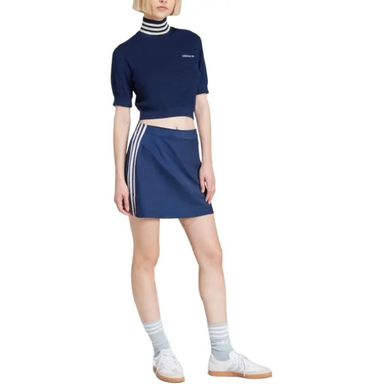 Adidas Women's Cropped Turtleneck Night Indigo/Off White-2