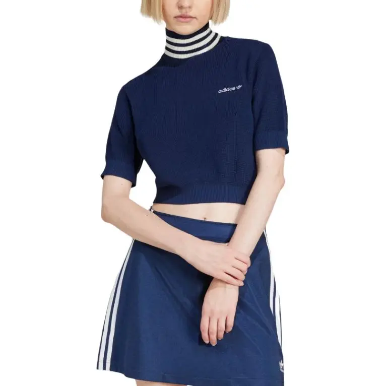 Adidas Women's Cropped Turtleneck Night Indigo/Off White-3