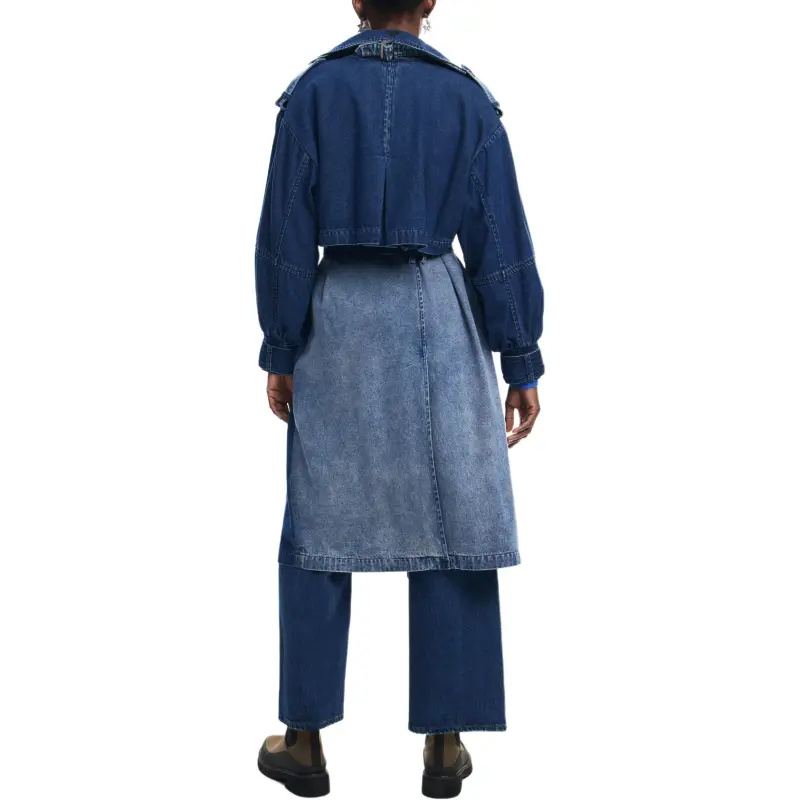 Desigual Trench Coat Women's Blue-2